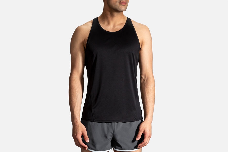 Brooks Men's Stealth Singlet Tops Black ( PMHVQ2415 )